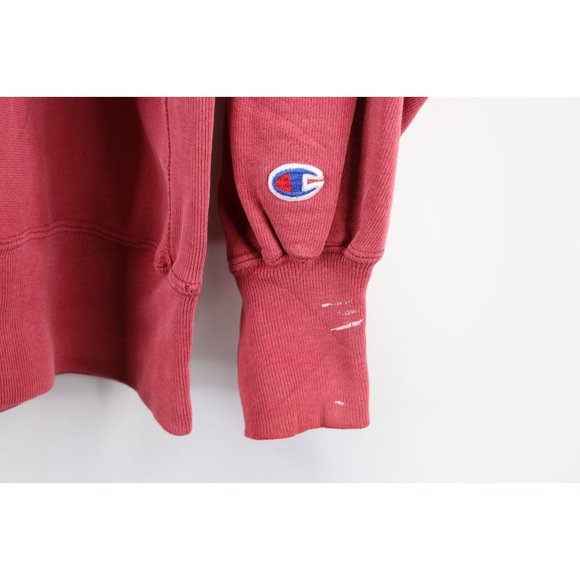 Vintage 80s Champion Reverse Weave XL Thrashed Crewneck Sweatshirt Raspberry USA - Picture 4 of 15